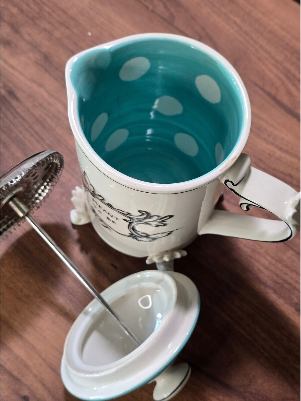 Anthropologie Molly Hatch Meant To Be Ceramic French Press Turquoise Lid - Picture 5 of 5